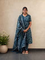 Indigo Paisley Salwar Set | Handcrafted Jaipur Cotton Salwar Set | SIRUL