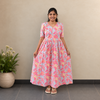Coral Bloom floral cotton maxi dress for women by SIRUL - front view