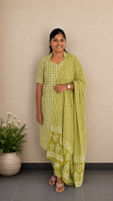 Lime green Salwar Set | Handcrafted Jaipur Cotton Salwar Set | SIRUL