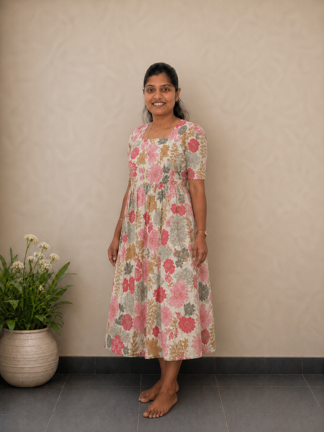 Floral Ivory Maxi Dress | Feeding Friendly Cotton Maxi | SIRUL