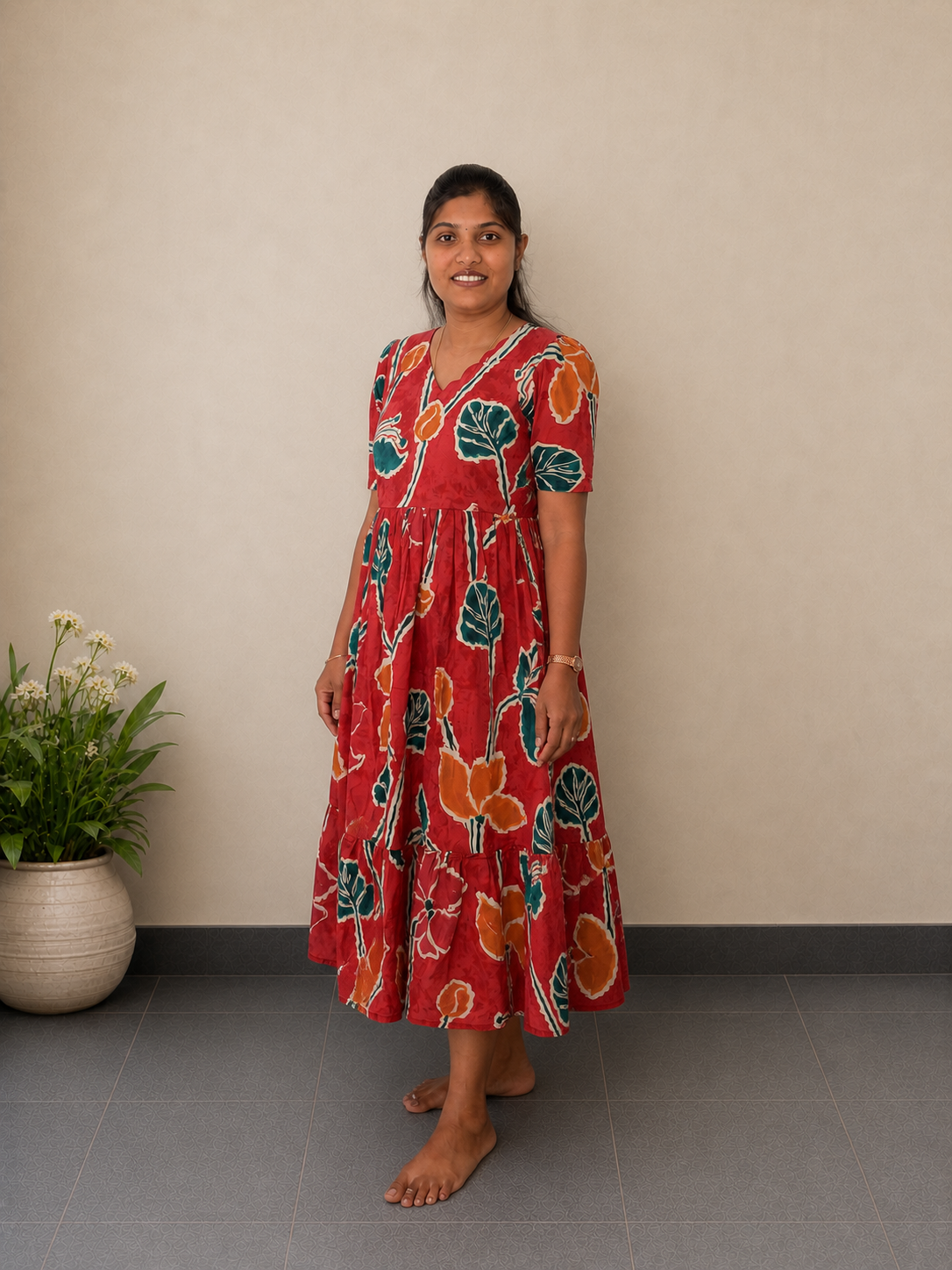 Saffron Leaf Maxi Dress | Feeding Friendly Cotton Maxi | SIRUL