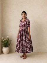 Wine Elephant Maxi Dress | Feeding Friendly Cotton Maxi | SIRUL