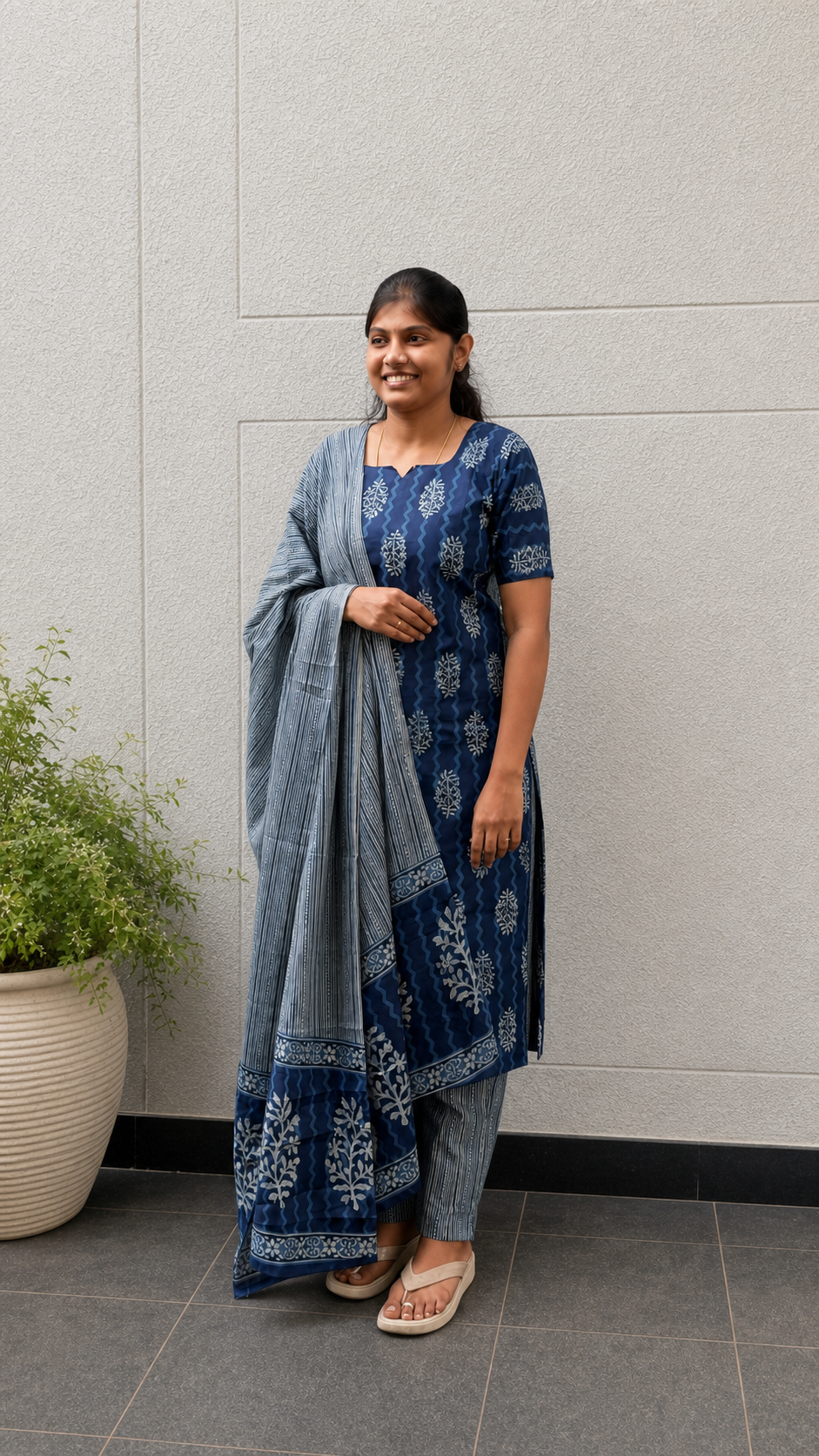 Persian blue Salwar Set | Handcrafted Jaipur Cotton Salwar Set | SIRUL