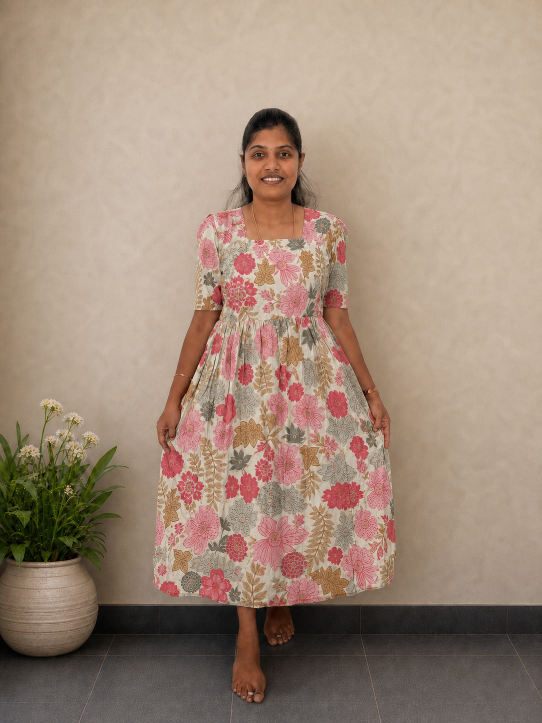 Floral Ivory Maxi Dress | Feeding Friendly Cotton Maxi | SIRUL