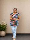 Floral Bloom Peplum Top | Multicolor Cotton Top for Women | SIRUL