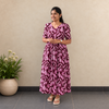 Wine Lily floral cotton maxi dress for women by SIRUL - front view