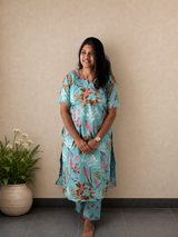 Aqua Bloom Co-ords | Cotton Co-ord Set for Women | SIRUL