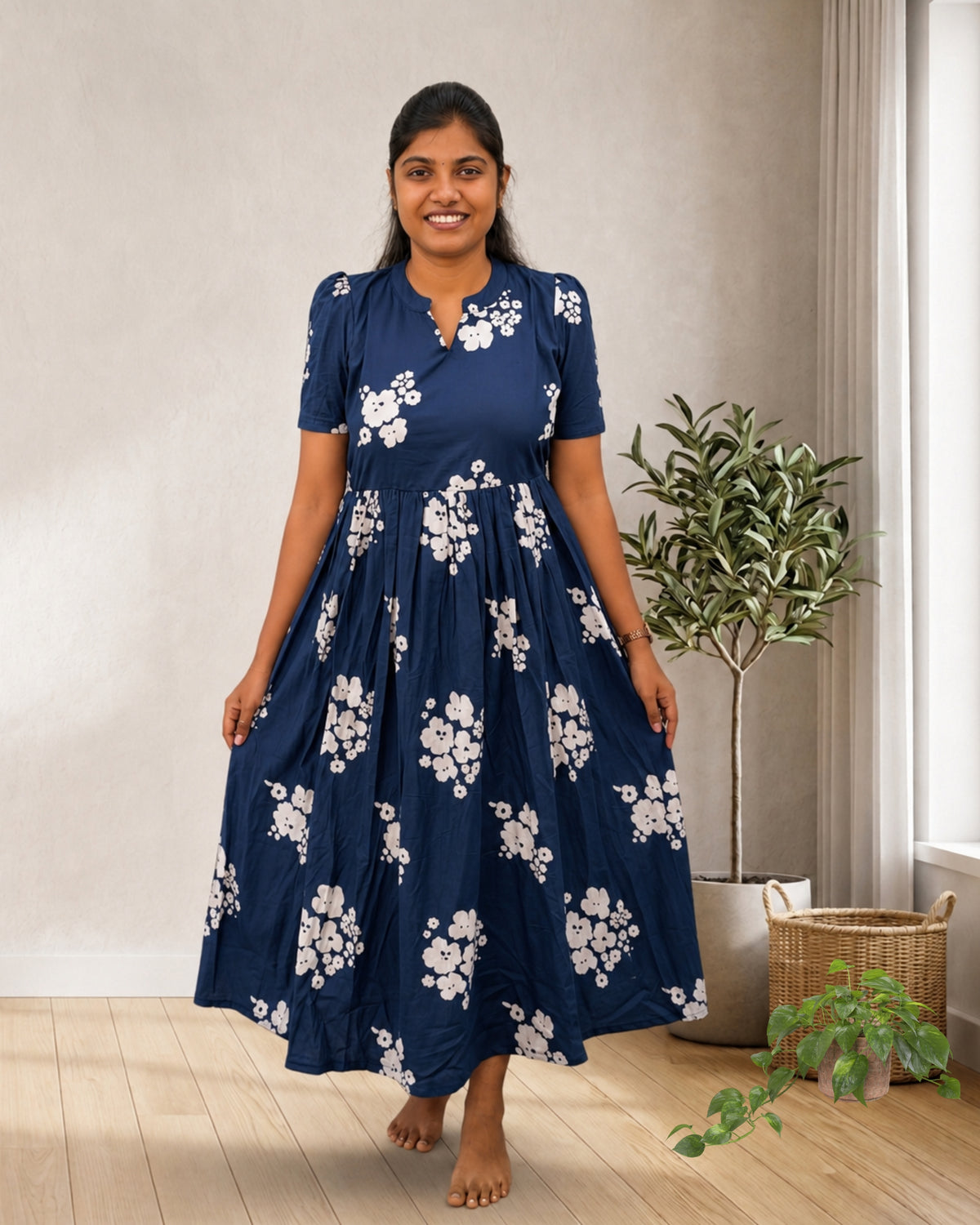 Blueberry Maxi Dress | Feeding Friendly Cotton Maxi | SIRUL