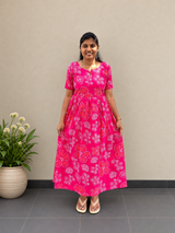 Hot pink Maxi Dress | Feeding Friendly Cotton Maxi | SIRUL