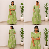 Pista Green Floral Maxi Dress | Feeding Friendly Cotton Maxi | SIRUL