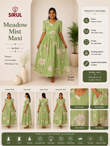 Pista Green Floral Maxi Dress | Feeding Friendly Cotton Maxi | SIRUL