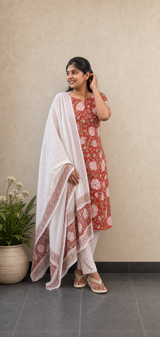 Red rose Salwar Set | Handblock Cotton Salwar Set | SIRUL