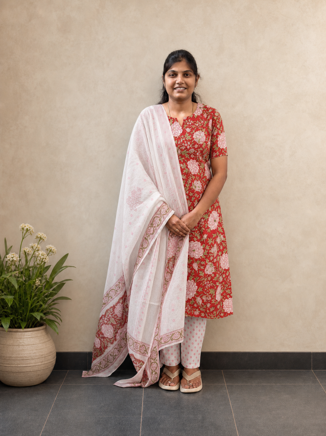 Red rose Salwar Set | Handblock Cotton Salwar Set | SIRUL