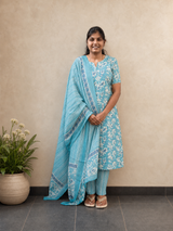 Sky blue Salwar Set | Handcrafted Jaipur Cotton Salwar Set | SIRUL