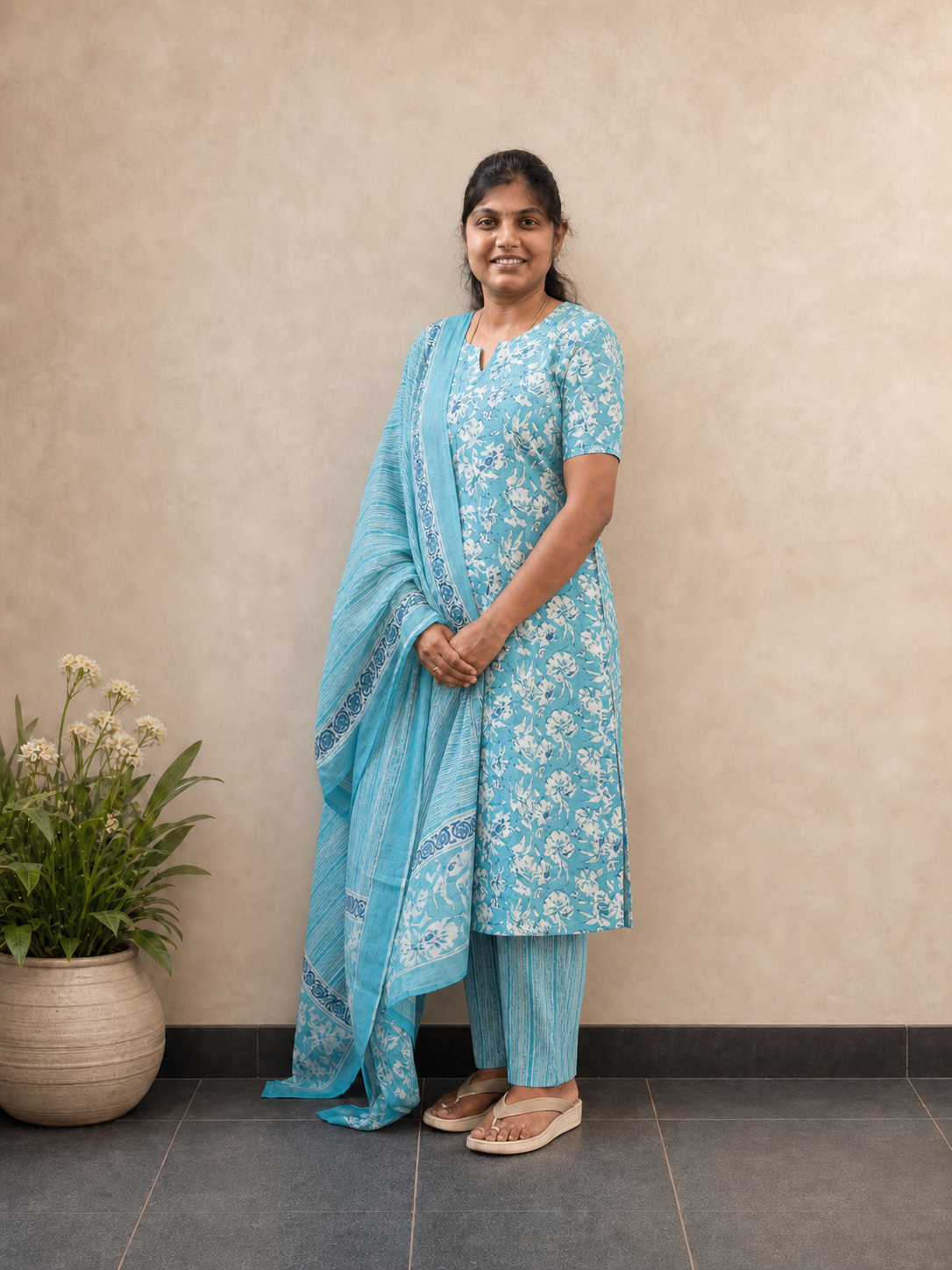 Sky blue Salwar Set | Handcrafted Jaipur Cotton Salwar Set | SIRUL