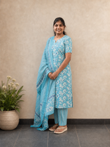 Sky blue Salwar Set | Handcrafted Jaipur Cotton Salwar Set | SIRUL