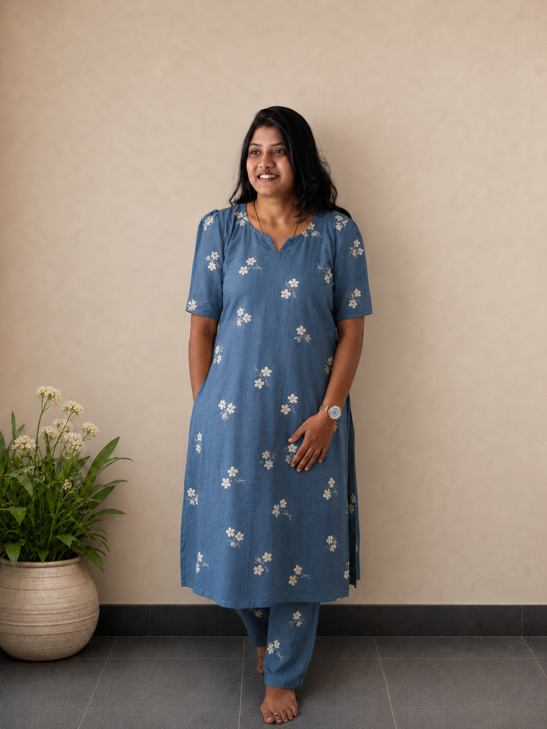 Dusty Blue Bloom Co-ords | Cotton Co-ord Set for Women | SIRUL