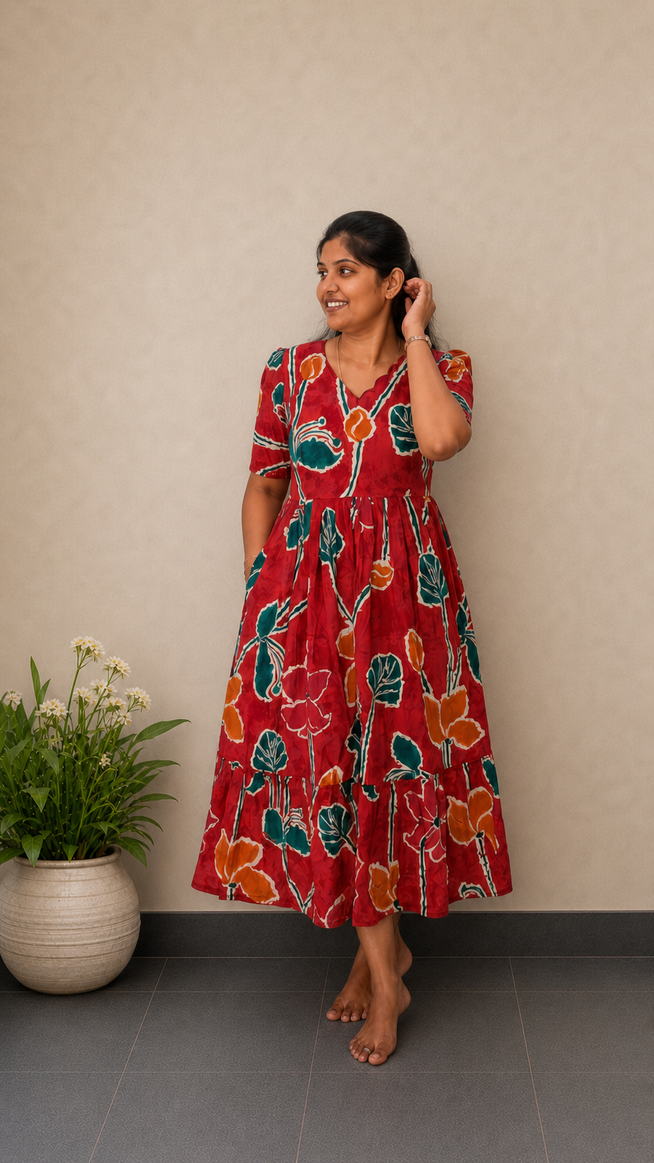 Saffron Leaf Maxi Dress | Feeding Friendly Cotton Maxi | SIRUL