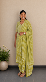 Lime green Salwar Set | Handcrafted Jaipur Cotton Salwar Set | SIRUL