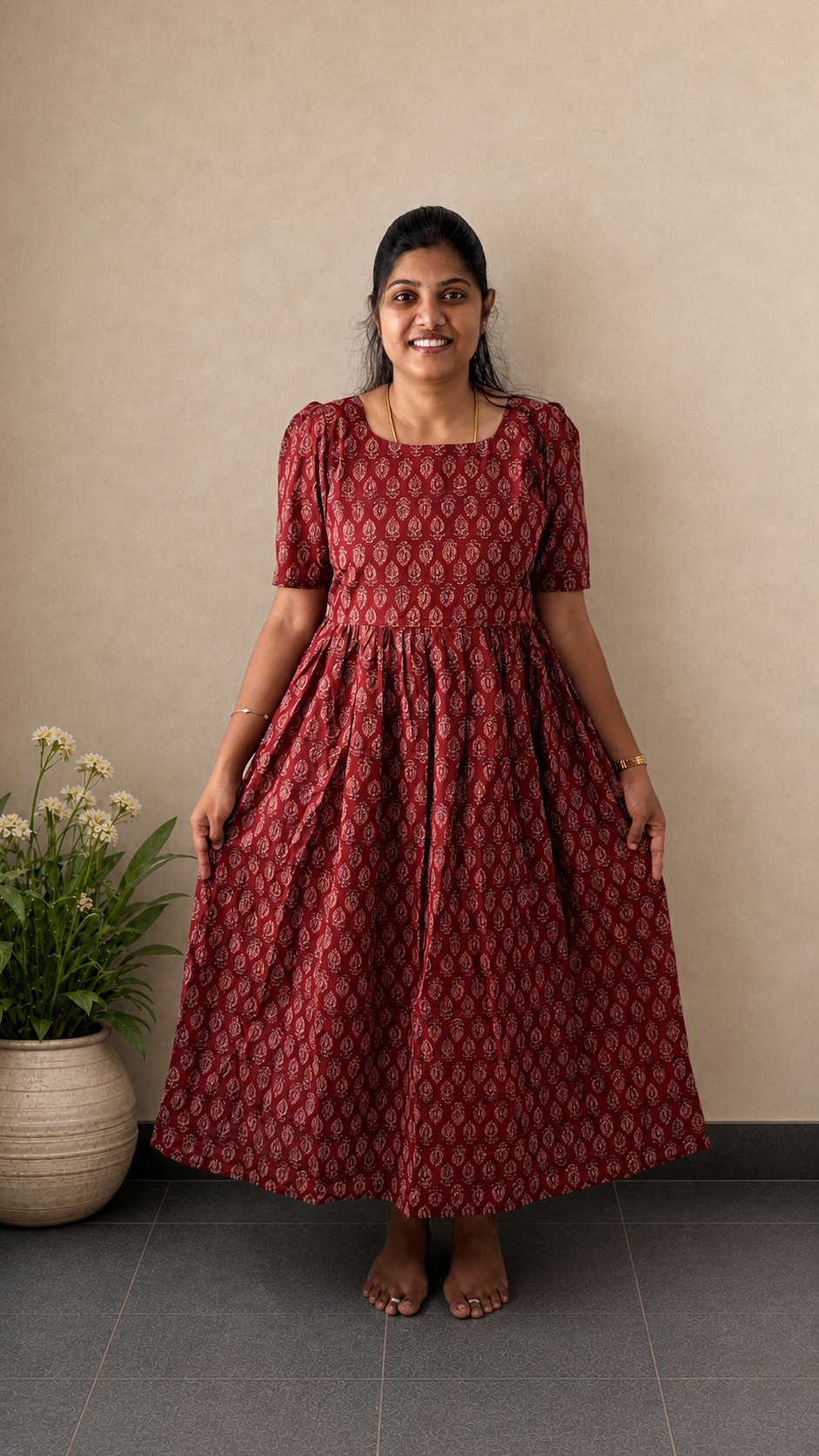 Classic Red Maxi Dress | Feeding Friendly Cotton Maxi | SIRUL
