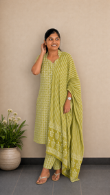Lime green Salwar Set | Handcrafted Jaipur Cotton Salwar Set | SIRUL