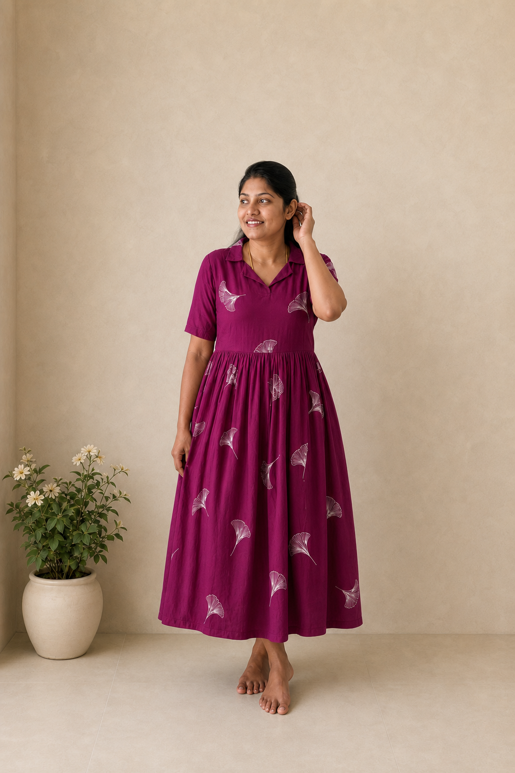 Wine Floral Maxi Dress | Feeding Friendly Cotton Maxi | SIRUL