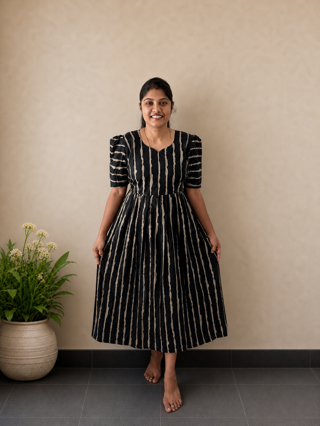 Black Zebra Maxi Dress | Feeding Friendly Cotton Maxi | SIRUL