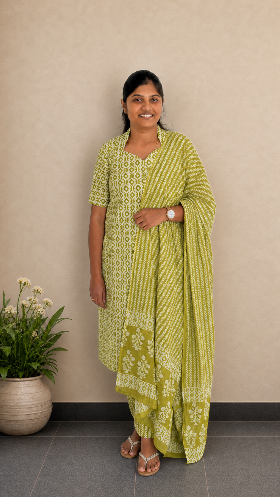 Lime green Salwar Set | Handcrafted Jaipur Cotton Salwar Set | SIRUL