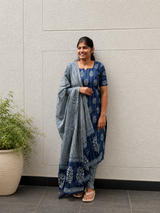 Persian blue Salwar Set | Handcrafted Jaipur Cotton Salwar Set | SIRUL