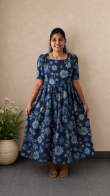 Navy floral Maxi Dress | Feeding Friendly Cotton Maxi | SIRUL