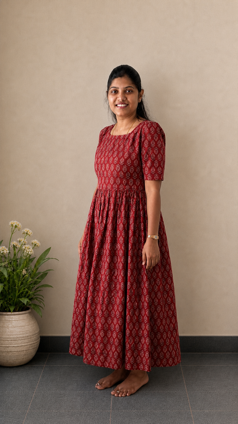 Classic Red Maxi Dress | Feeding Friendly Cotton Maxi | SIRUL