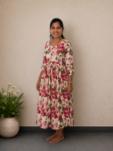 Off-White Floral Maxi Dress | Feeding Friendly Cotton Maxi | SIRUL