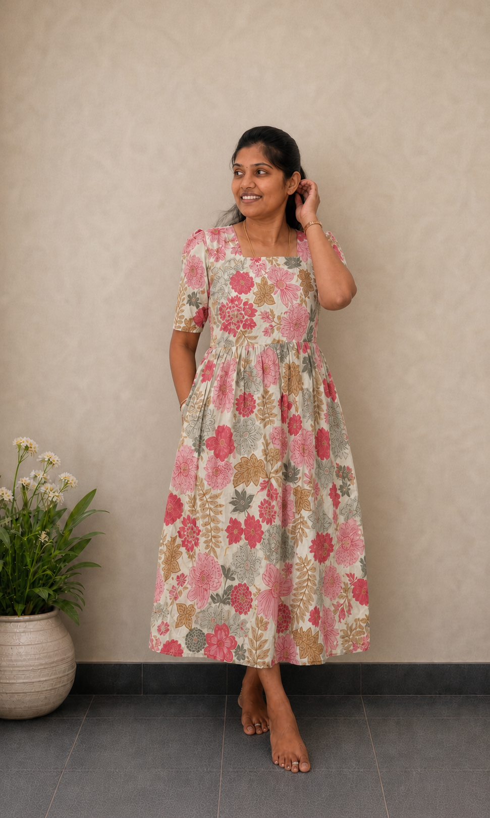 Floral Ivory Maxi Dress | Feeding Friendly Cotton Maxi | SIRUL